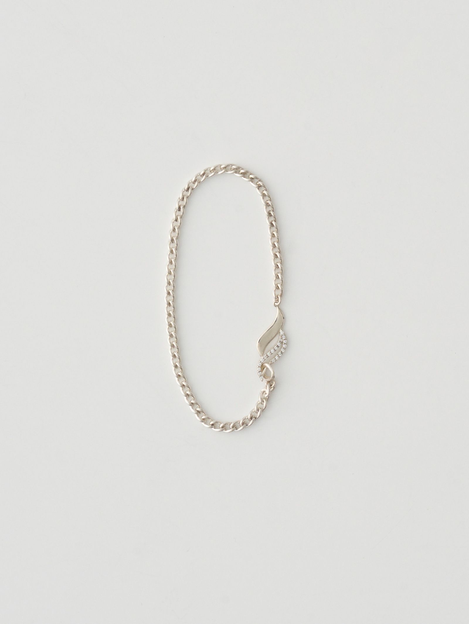 【17.5cm】 ストーン付きチェーンブレスレット - S CHAIN BRACELET SILVER