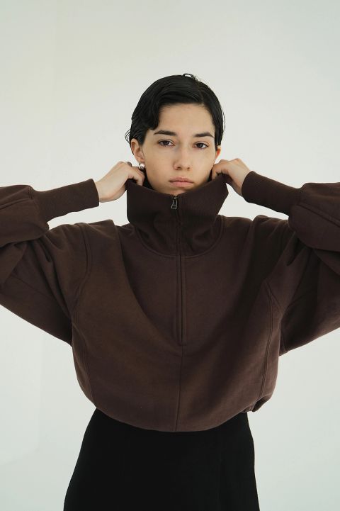 ハーフジップショートトップス｜ HALF ZIP SHORT TOPS (BROWN)