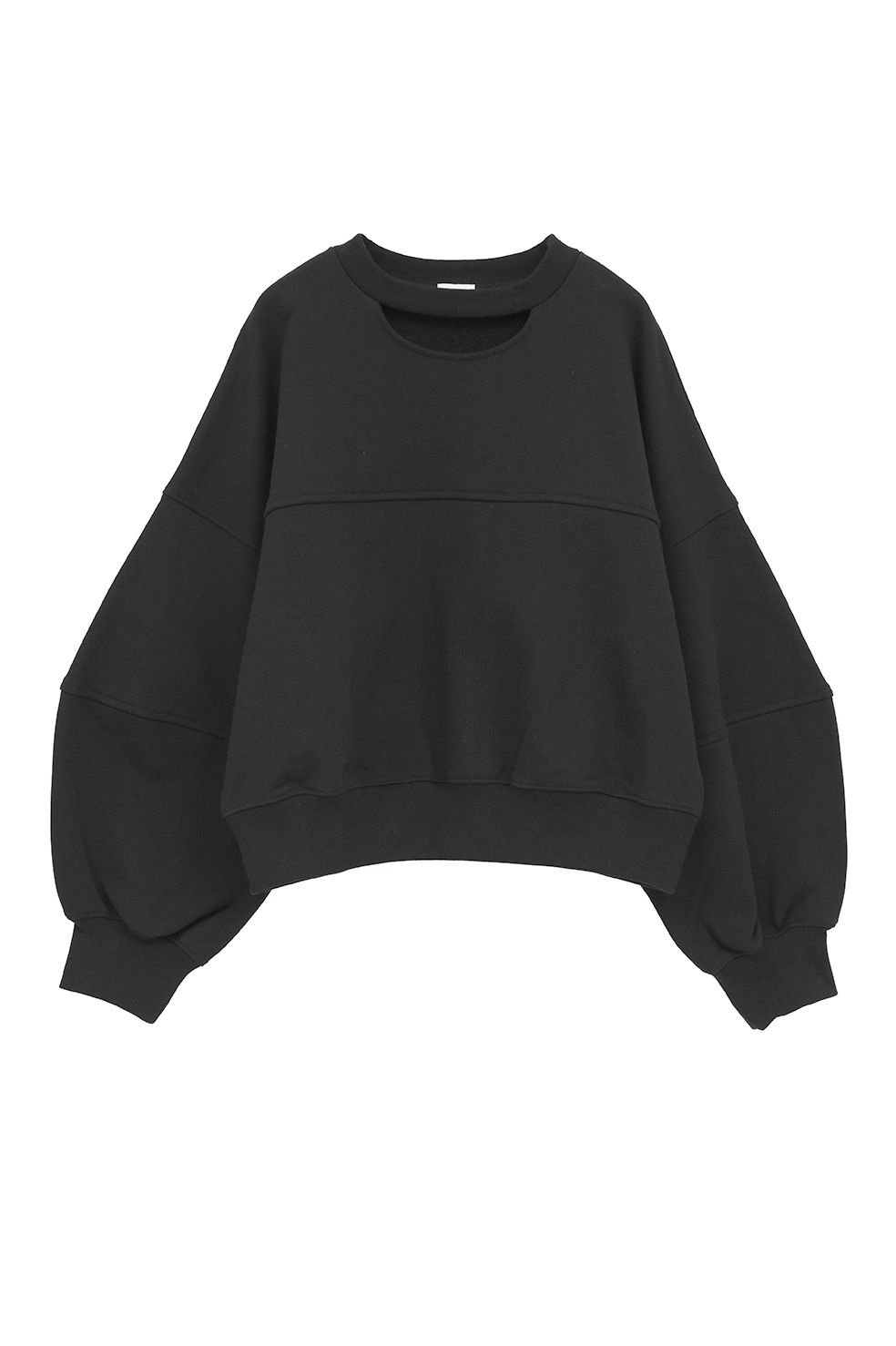 ネックデザインスウェット - MOON SLIT SWEAT TOPS (BLACK)
