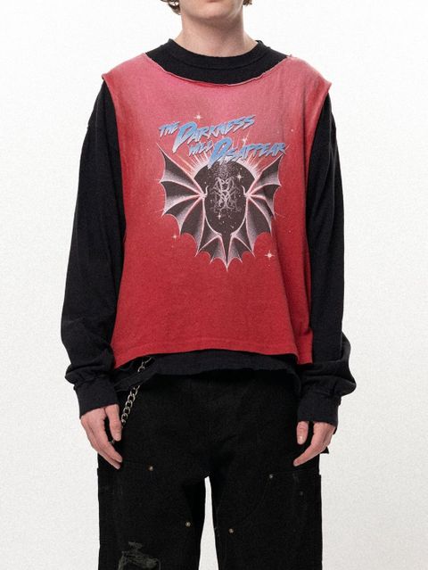 "THE DARKNESS WILL DISAPPEAR" ドッキングロングスリーブTシャツ | Docking Long-Sleeve T-shirt (RED)