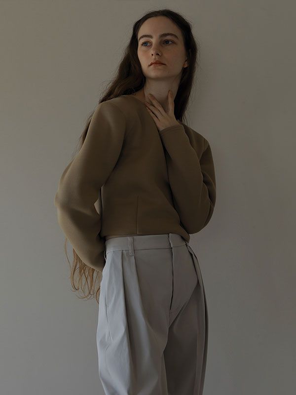 クロップドダンボールトップス - BEIGE