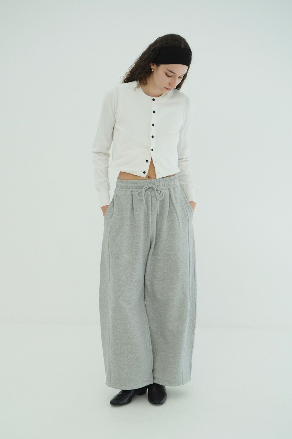 パフトップス - W FACE CLOUD PUFF SLEEVE TOPS (GREY)