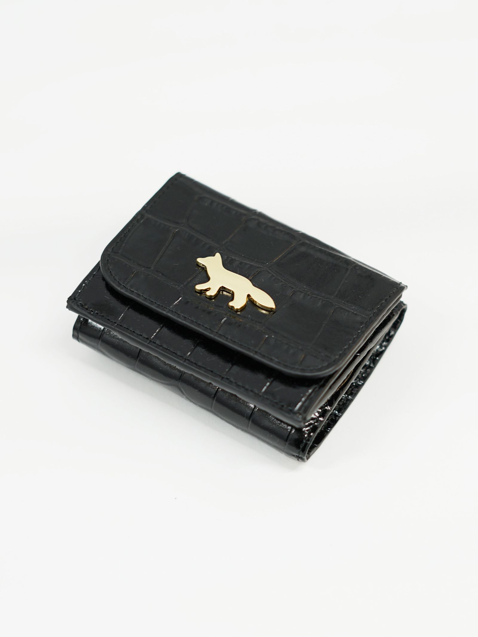 EDIE 型押しコンパクト ウォレット (BLACK)