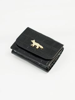 EDIE 型押しコンパクト ウォレット (BLACK)