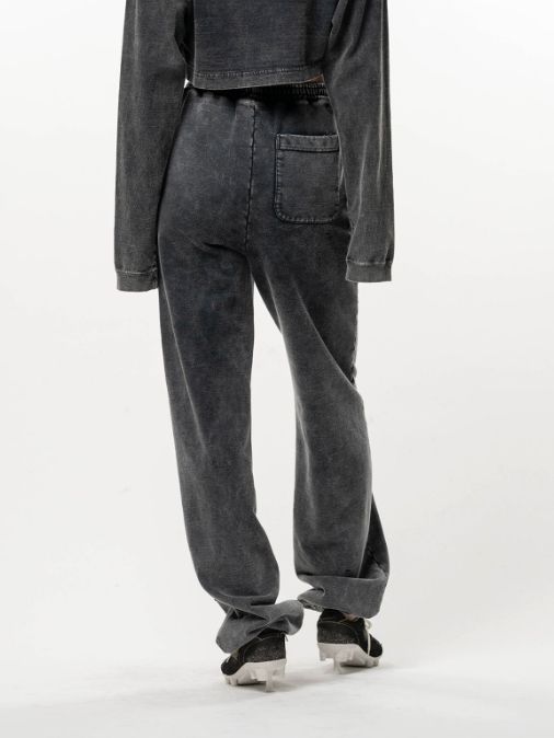 【レディース】  カレッジ ロゴ スウェット パンツ-Bleached College Print Jogger Sweat Pants(BLACK)