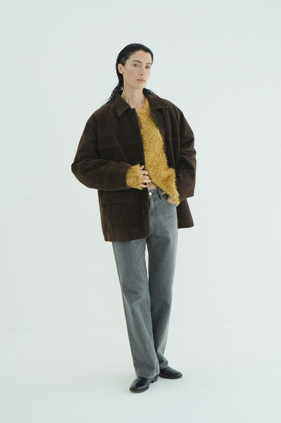 ミッドライズストレートデニム -  STRAIGHT DENIM PANTS (GREY)