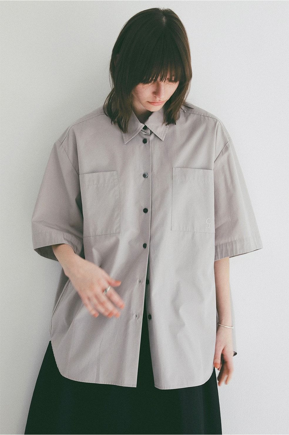 ハーフスリーブヒュージーシャツ - HALF SLEEVE HUGE SHIRTS (GREY)