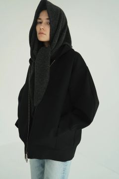 ボンディング ジップフーディ - CONSTRUCTIVE BONDING HOODIE (BLACK)