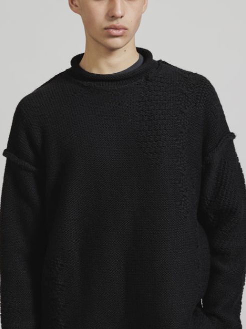 3G 変わり編み プルオーバーニット - PULLOVER KNIT BLACK
