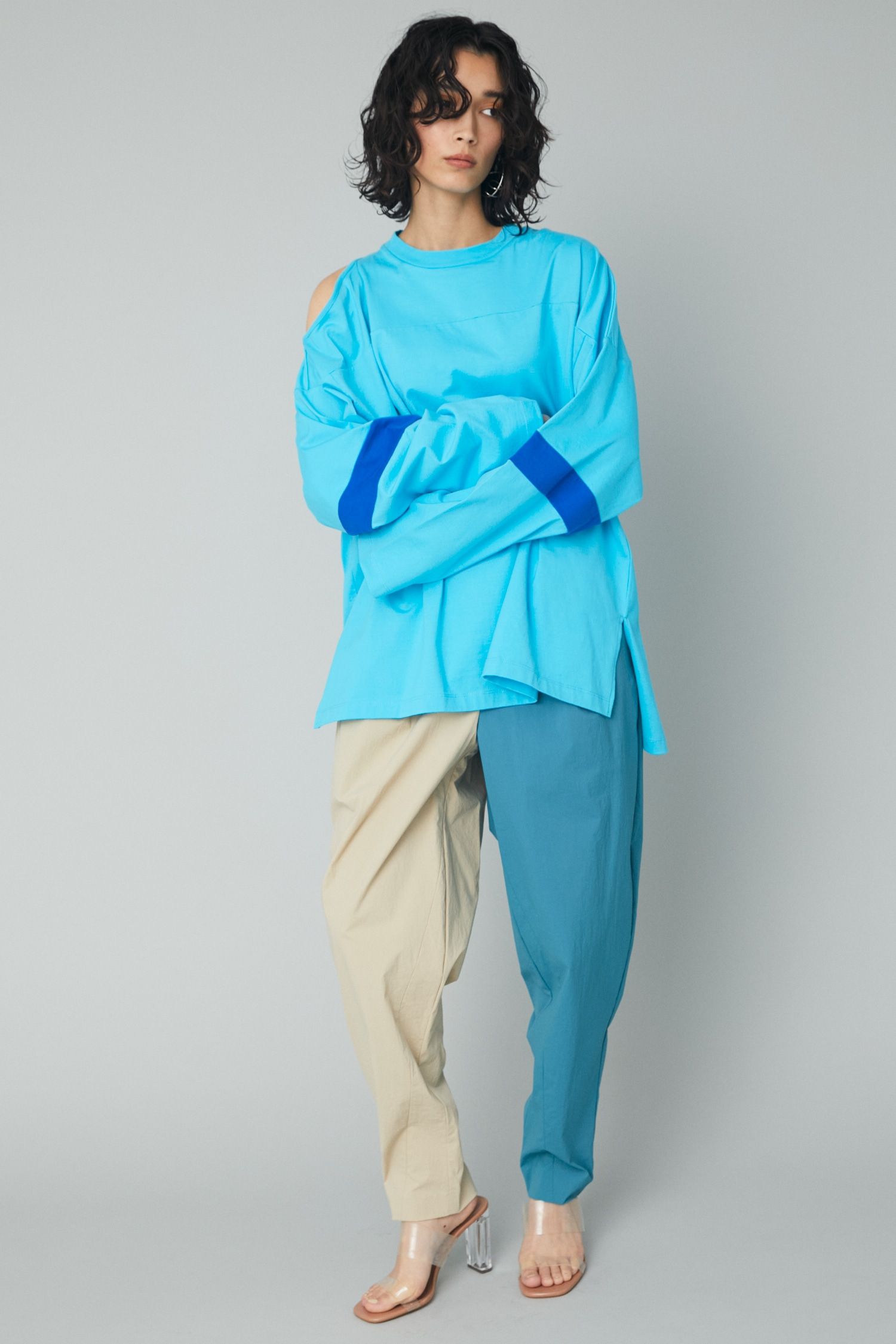 カラービックティーシャツ - Color block big tee - BLUE