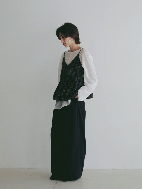 コットンドビーカシュクールキャミソール (BLACK)