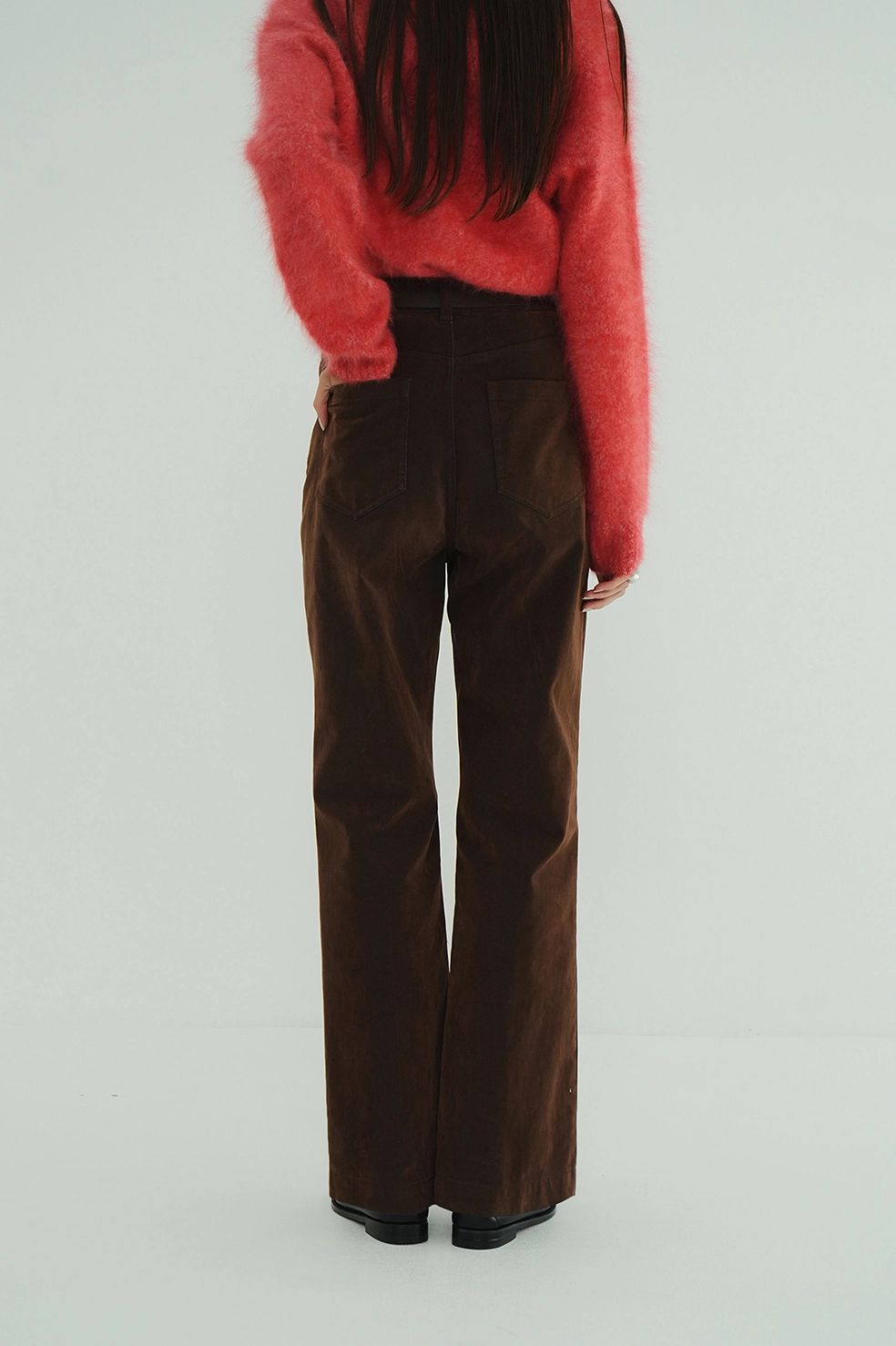 ハイウエスト フロッキーパンツ | FLOCKY CENTER PRESS PANTS（BROWN)