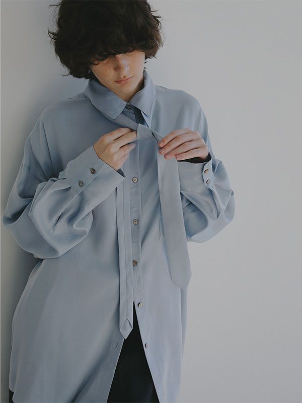 キュプラネクタイオーバーサイズシャツ (BLUE)