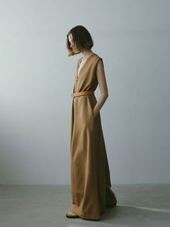 フロントボタンニットオールインワン - CAMEL