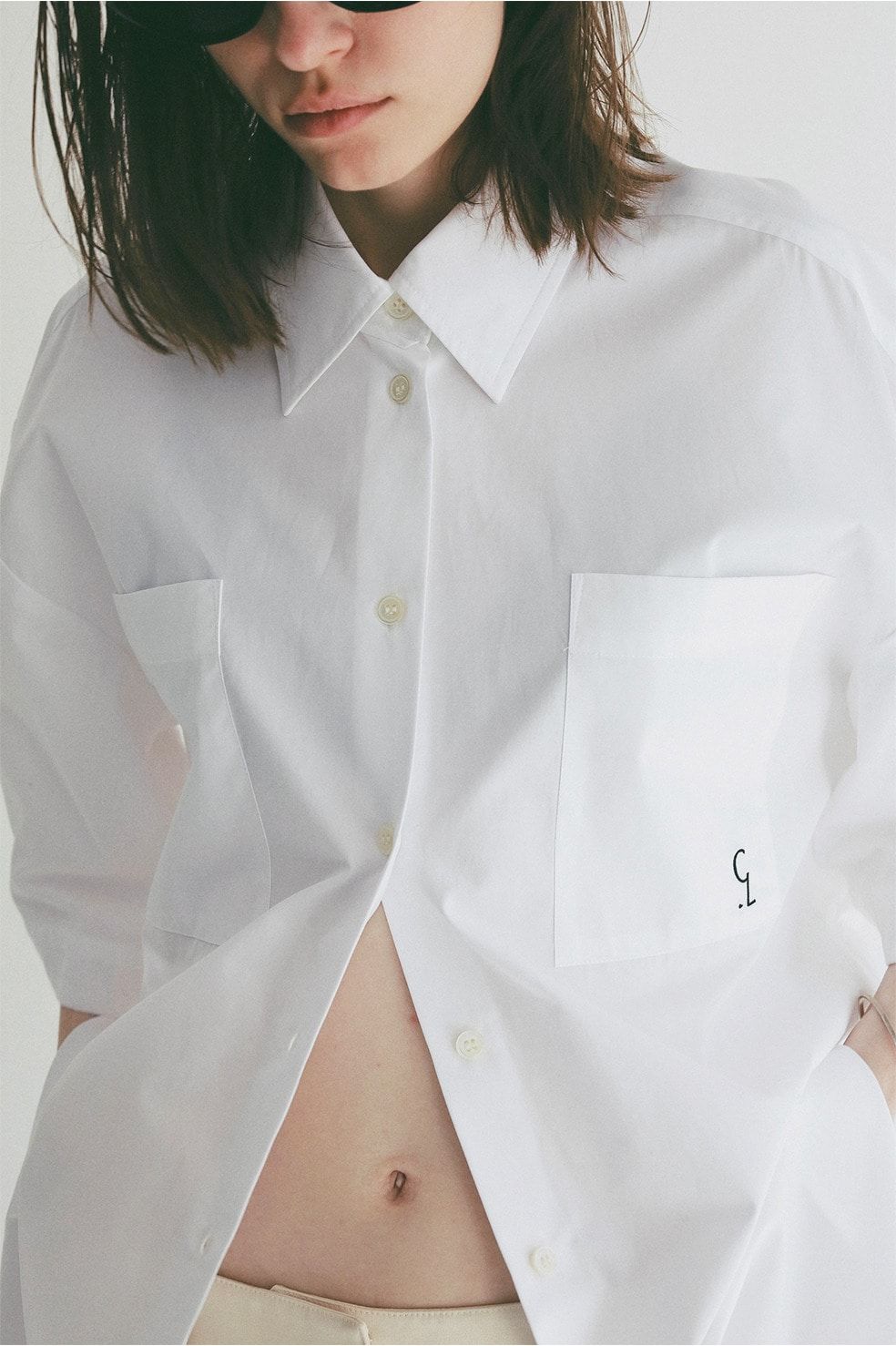 ハーフスリーブヒュージーシャツ - HALF SLEEVE HUGE SHIRTS (WHITE)