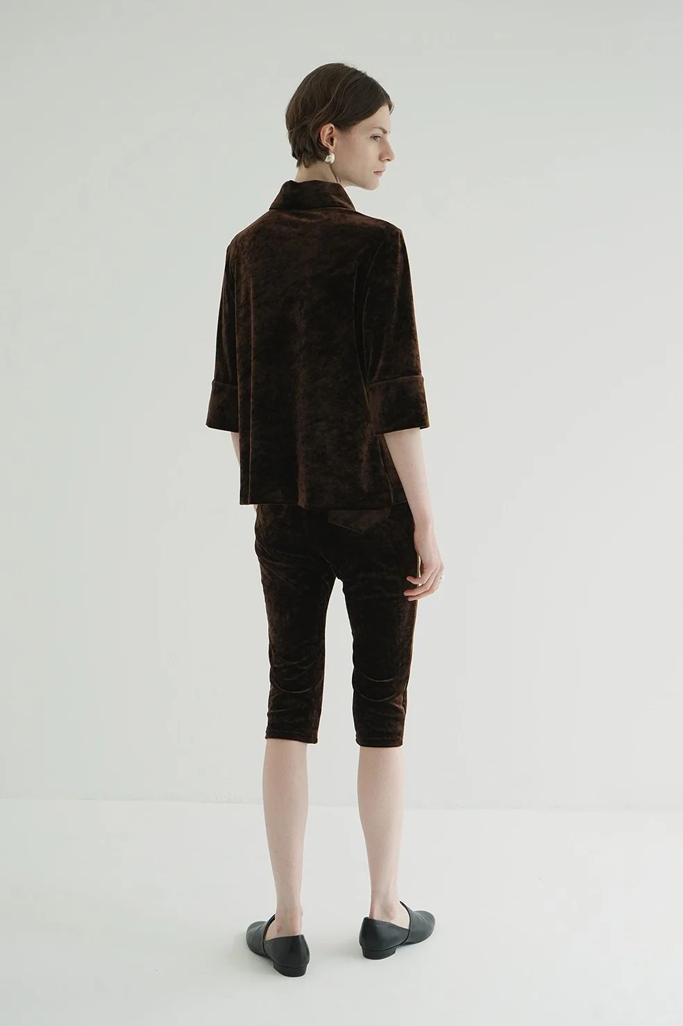 CLANE - ベロアカプリパンツ - VELOUR CAPRI PANTS BROWN