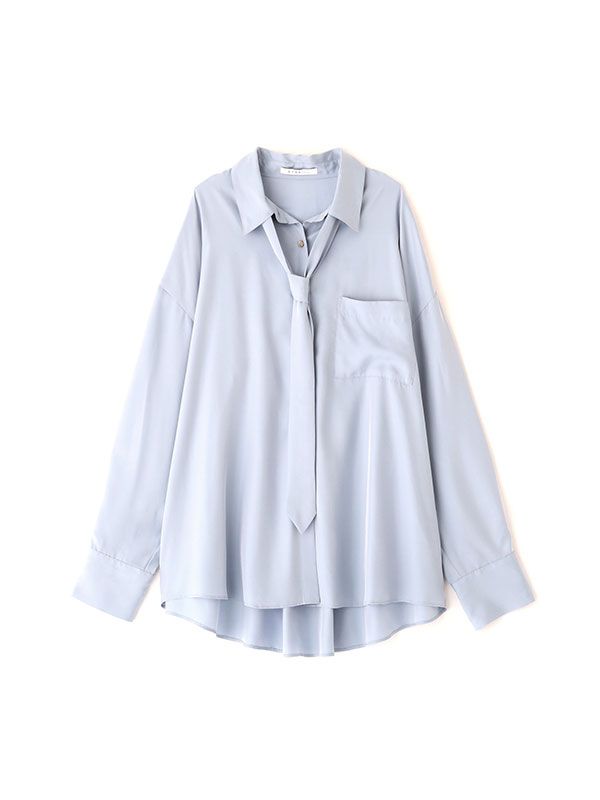 キュプラネクタイオーバーサイズシャツ (BLUE)