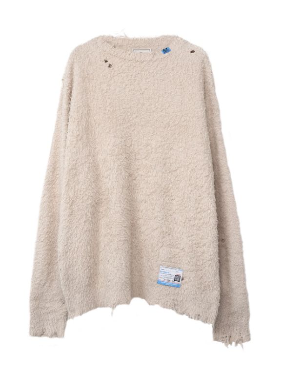 コットンブラッシュドプルオーバーニット -  Cotton Brushed Pullover Knit - BEIGE