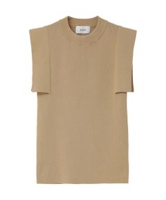 スクエア スリーブ ニット トップス - SQUARE SLEEVE KNIT TOPS- BEIGE