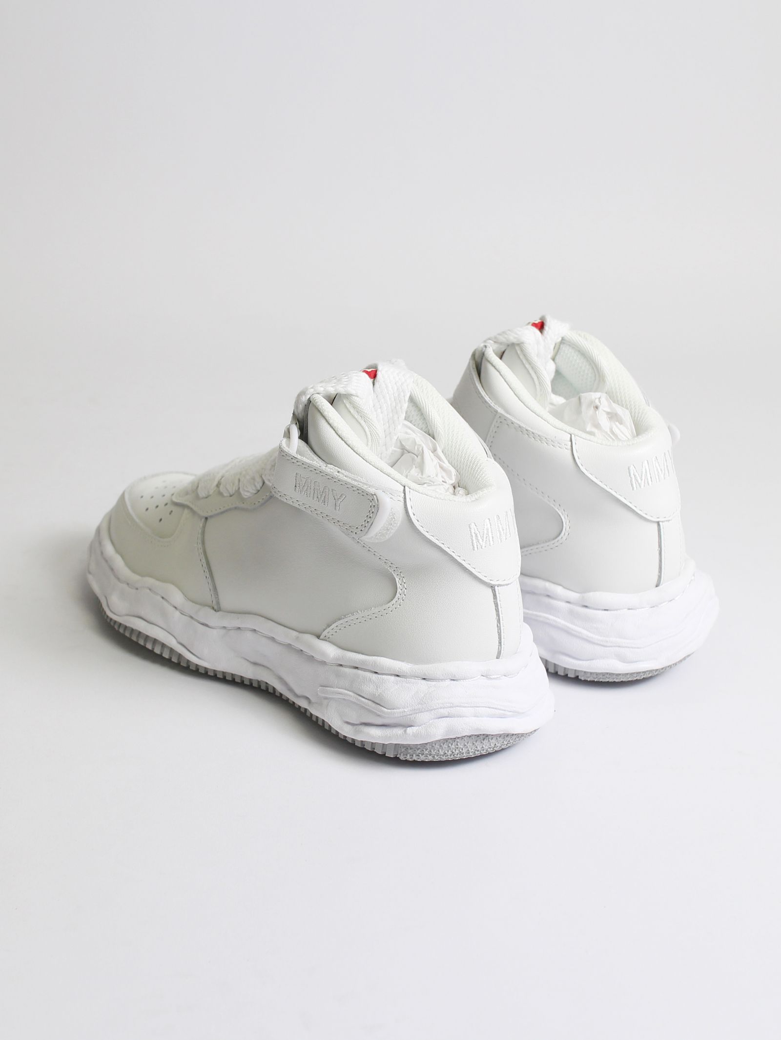"WAYNE" OG Sole Leather High-top Sneaker  A07FW701 - WHITE