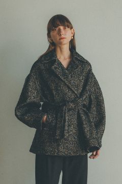 ミックスループツイードボックスコート -   MIX LOOP TWEED BOX COAT BLACK