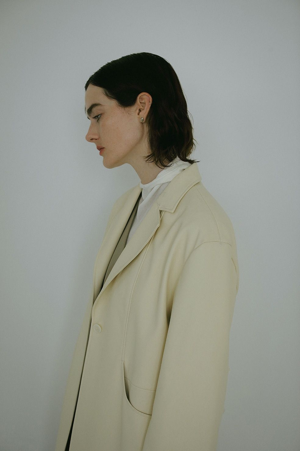 FAUX LEATHER JACKET - フェイクレザーテーラードジャケット