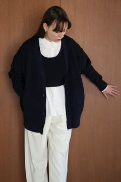 BUSTIER SET KNIT CARDIGAN - NAVY - カーディガン ショートビスチェ セット