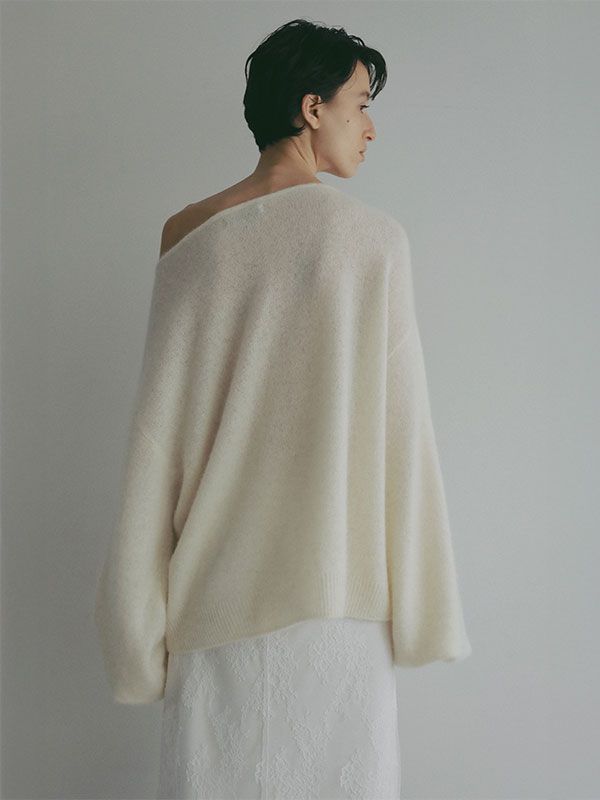 ホワイトヤクボリュームスリーブニットプルオーバー - OFF WHITE