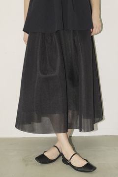 ボリューム フレア スカート - ブラック - SHEER RUSSELL VOLUME FLARE SKIRT