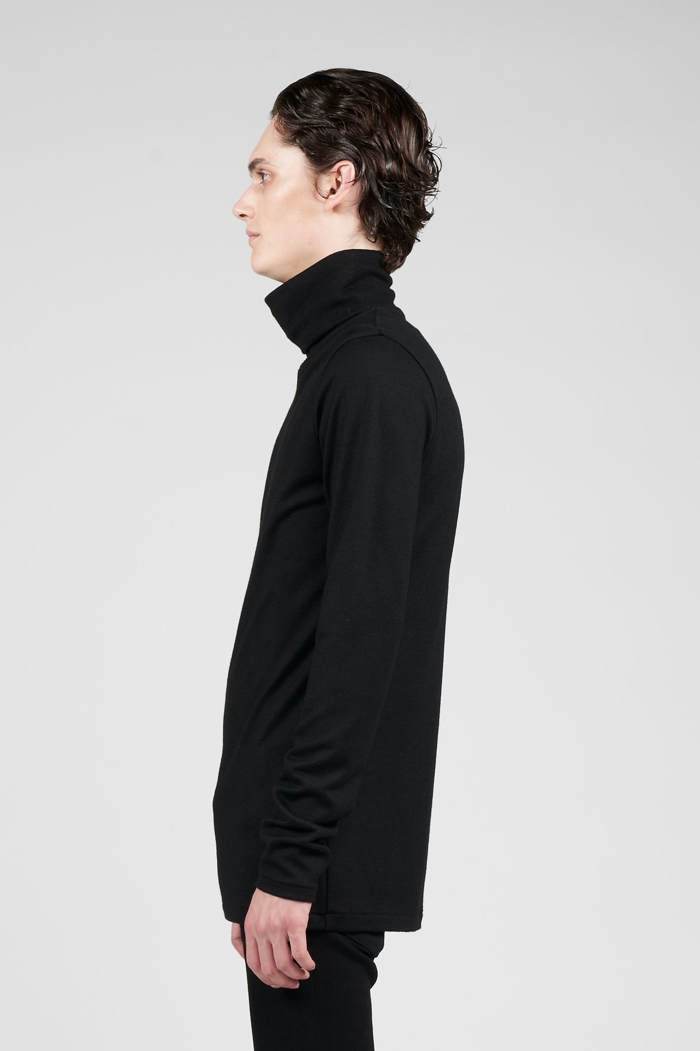 ウォッシャブル ウール タートルネック カットソー  - Washable Wool Turtle Neck BLACK