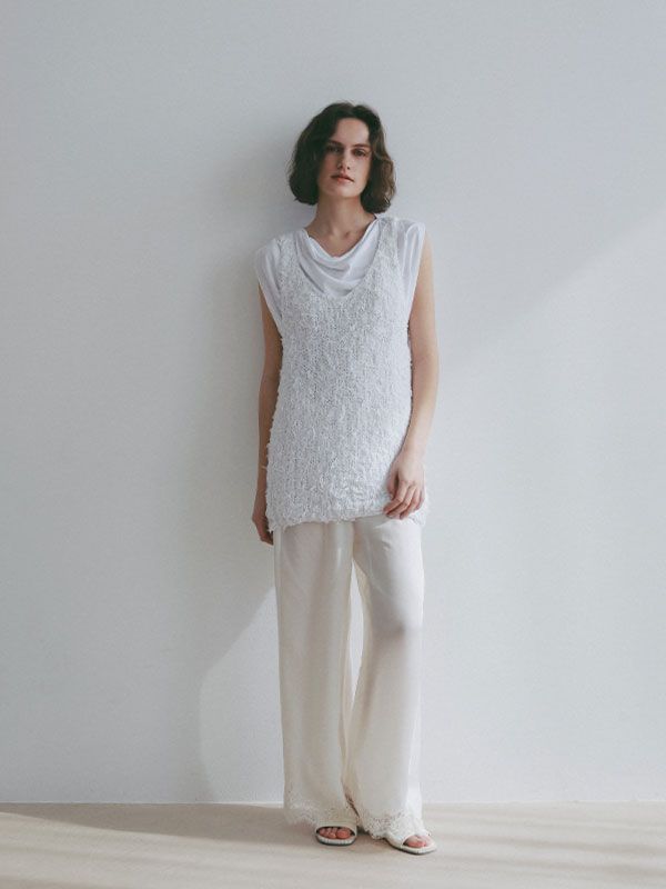 ミックスヤーンニットタンクトップ(WHITE)