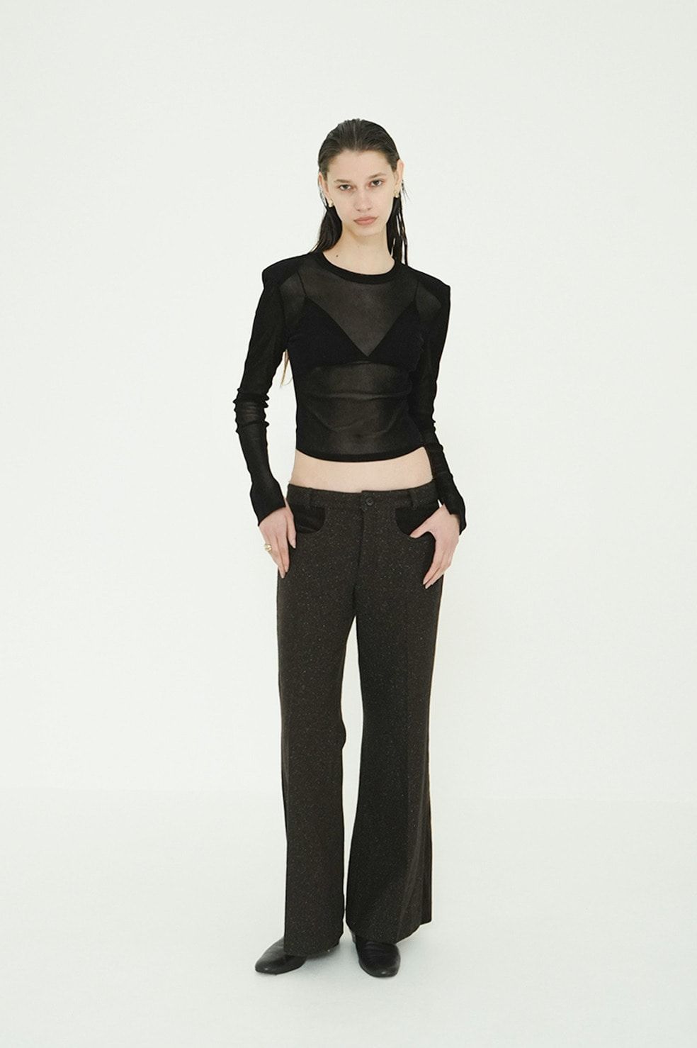 チュールフロッキーコンパクト トップス - FLOCKY FORM TIGHT TOPS (BLACK)
