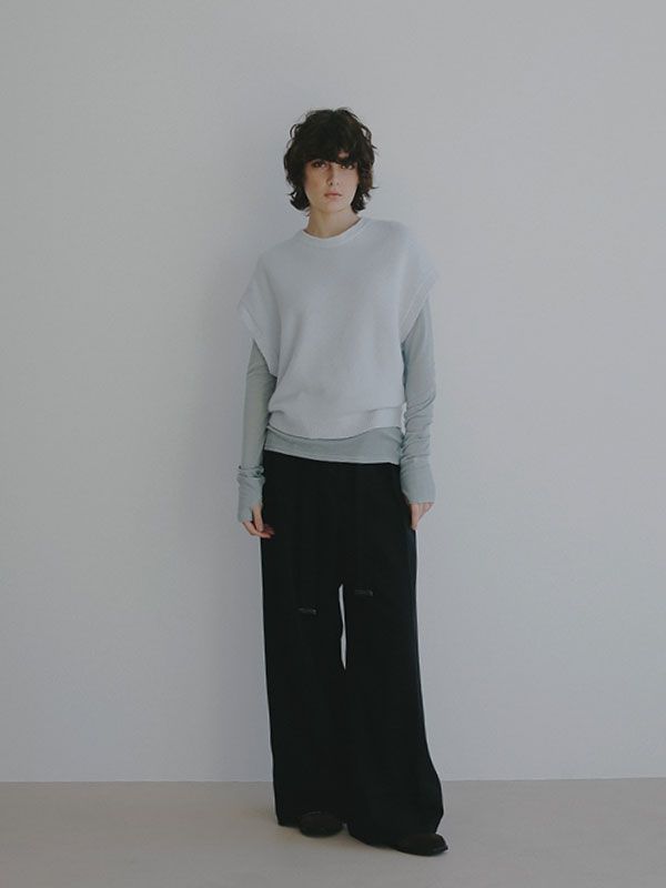 ウールカシミヤスリーブレスニットプルオーバー (BLUE)