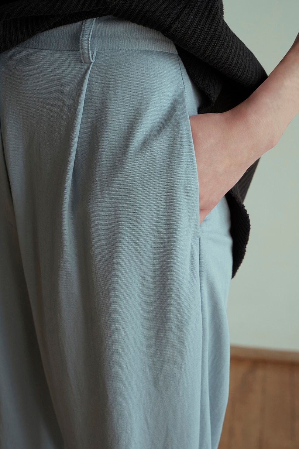 ギャザージャージパンツ - HEM GATHER JERSEY PANTS BLUE
