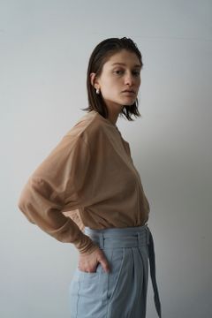 ダブルフェイス センター ライン シアーカーディガン - W FACE CENTER LINE SHEER CARDIGAN - BEIGE
