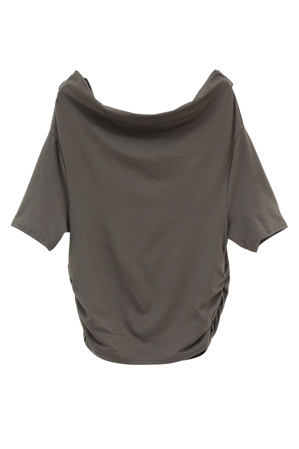 オフショルダートップス -  DRAPED OFF SHOULDER H/S TOPS(GREY)