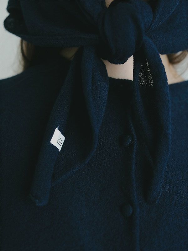 ハーフスリーブブークレニットカーディガン - NAVY