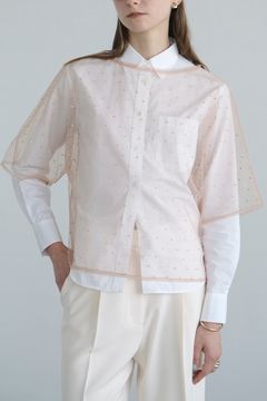ラインストーンシアートップス - RHINESTONE SHEER TOPS BEIGE