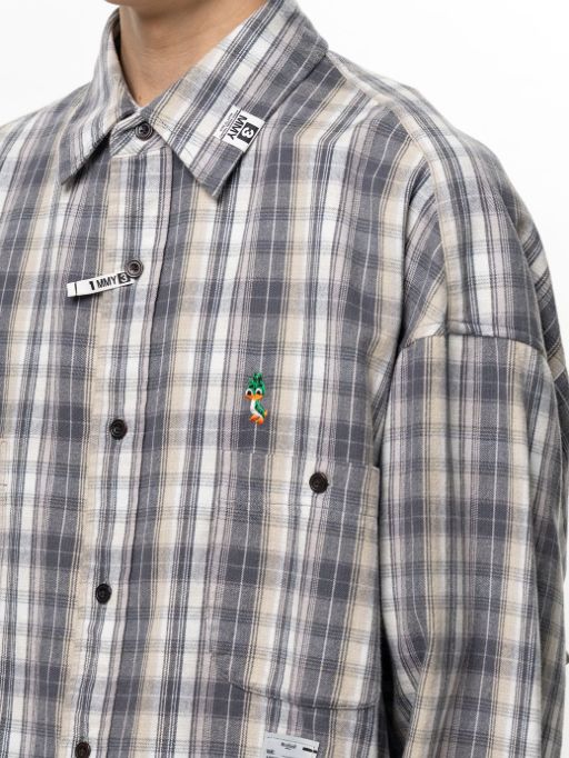 チェック ロングスリーブ シャツ - Check Long Sleeve Shirt (BLACK)