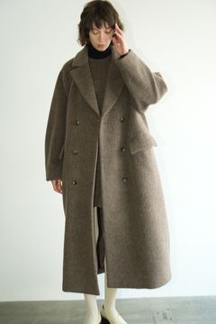 ダブルウールロングコート -  DOUBLE WOOL LONG COAT - BROWN