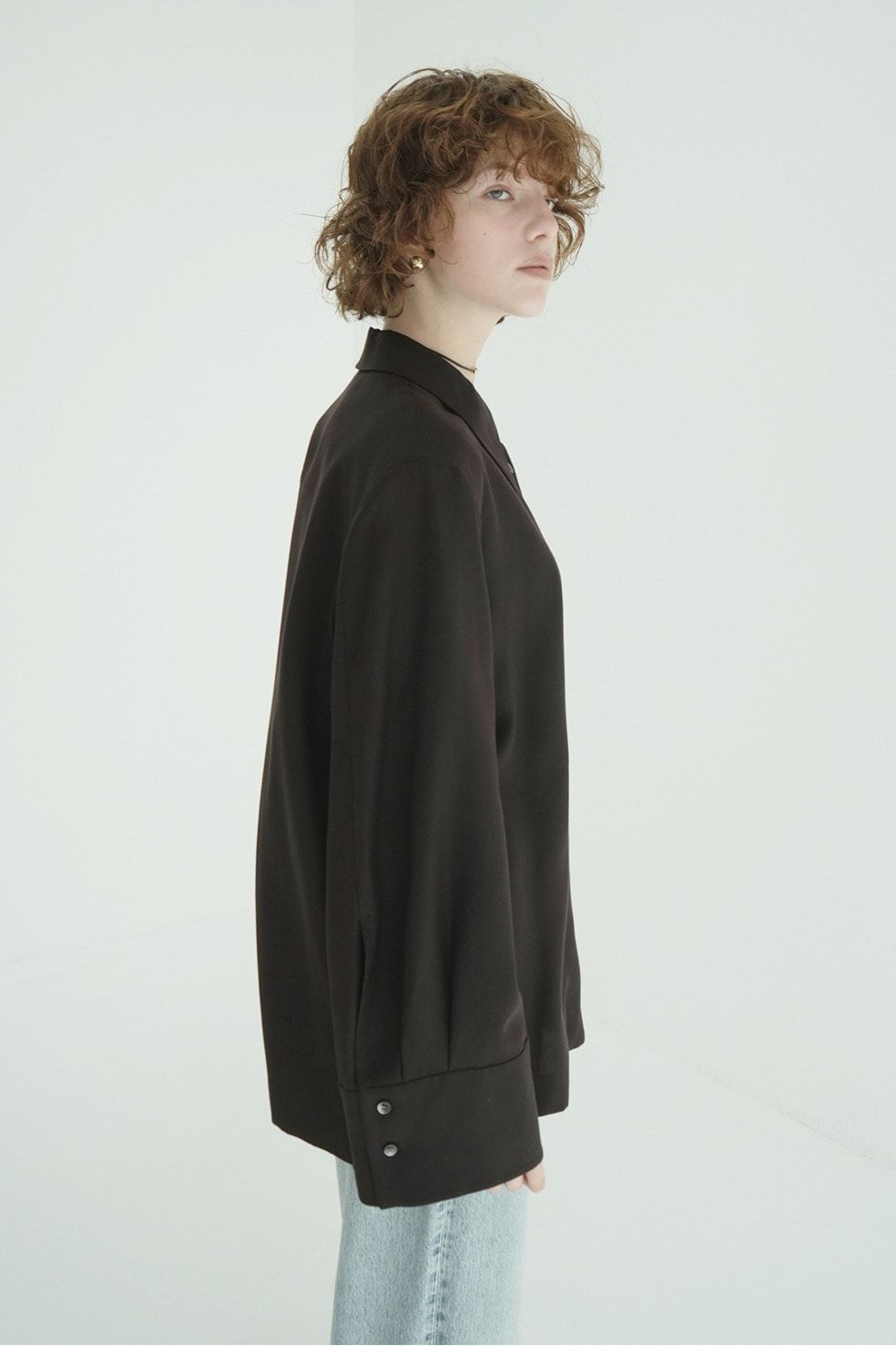 テンセルシャツジャケット - TENCEL SHIRT JACKET (BROWN)