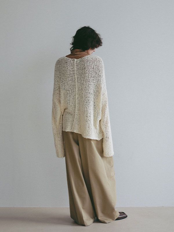 スラブヤーンローゲージニットプルオーバー (CREAM)