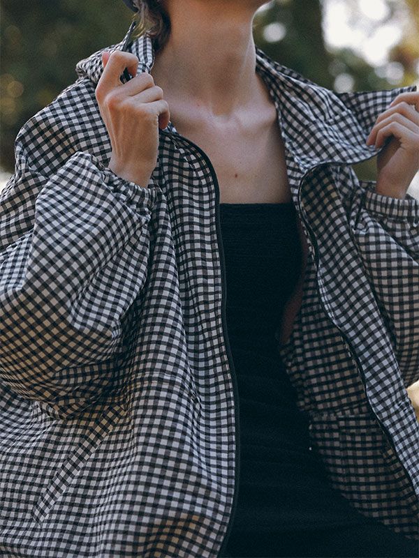 サッカーストレッチフードブルゾン (CHECK)