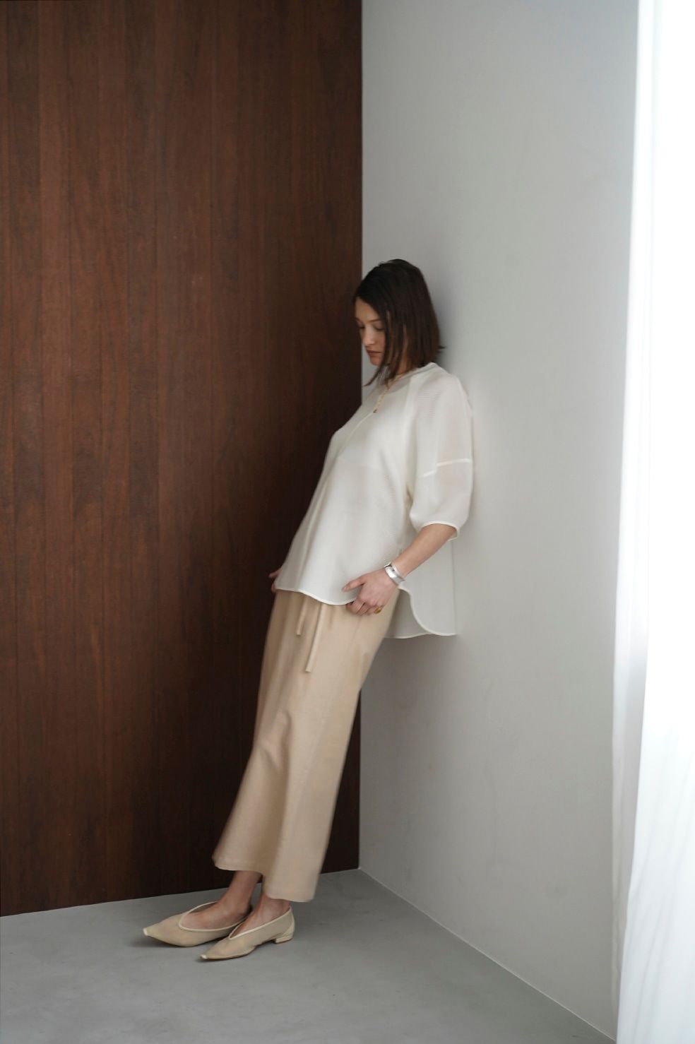 ハイウエストストレートスカート - 2WAY FOLD STRAIGHT SKIRT - BEIGE