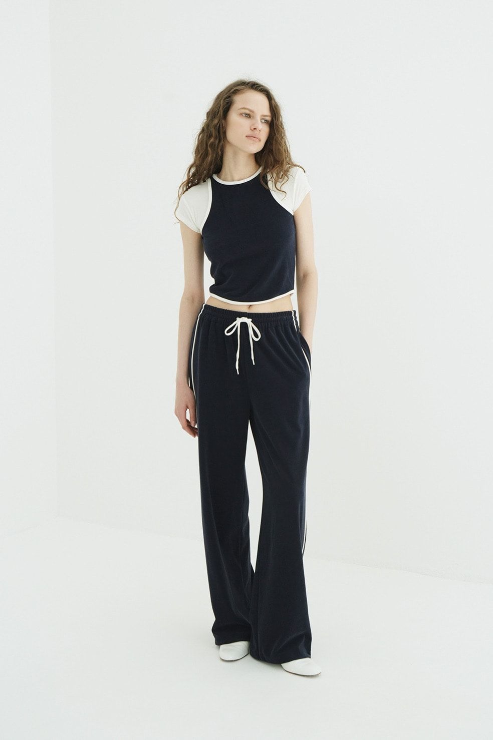 パイルセットアップ - PILE CONTRAST LINE SET UP (NAVY)