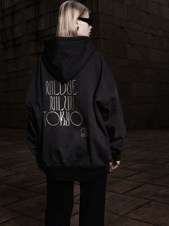 刺繍ハート -フーディ -  EMBROIDERY HEART HOODIE / USED BLACK