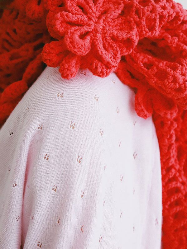 レースコンビカシュクールニットプルオーバー (PINK)