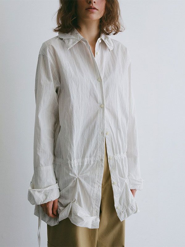 バルーンヘムデザインシャツ (WHITE)