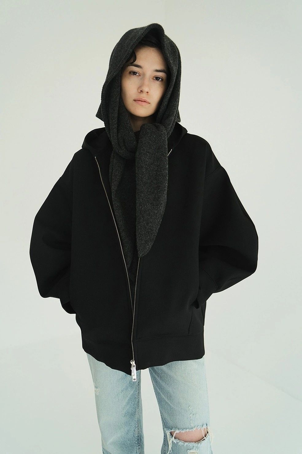 ボンディング ジップフーディ - CONSTRUCTIVE BONDING HOODIE (BLACK)
