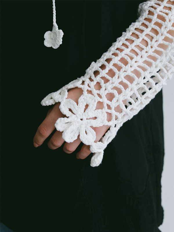 クロシェニットカーディガン (WHITE)